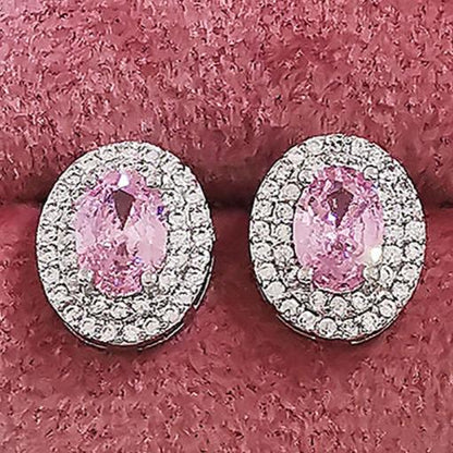 8Ct Pink Sapphire Oval Cut Stud Earrings