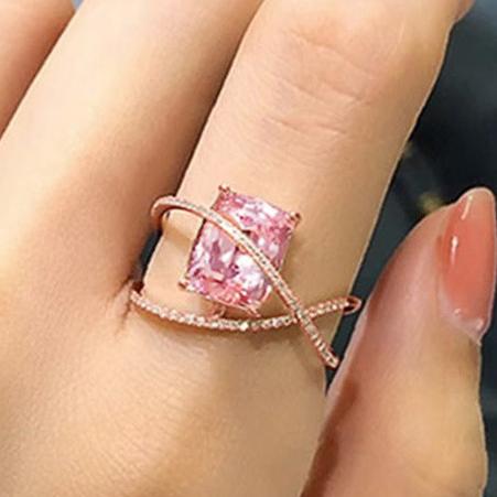 10Ct Pink Sapphire Cushion Cut Ring