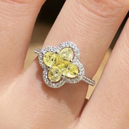 8Ct Yellow Sapphire Asscher Cut Engaement Ring