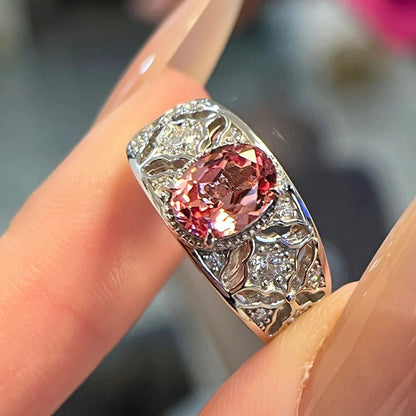 8Ct Pink Sapphire Oval Cut Ring