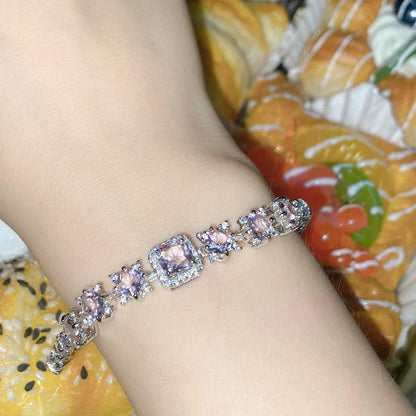 15Ct Pink Sapphire Cushion Cut Bracelet