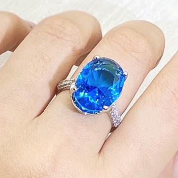 10Ct Blue Sapphire Oval Cut Engaement Ring