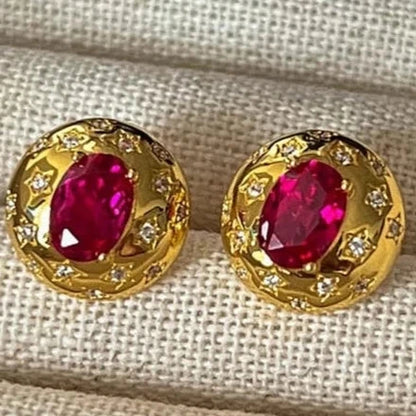 8Ct Pink Sapphire Oval Cut Stud Earrings