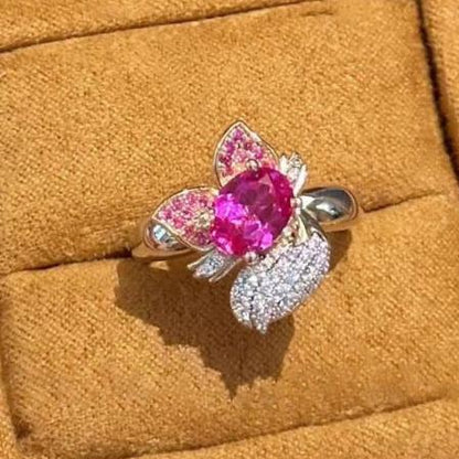 8Ct Pink Sapphire Oval Cut Engaement Ring