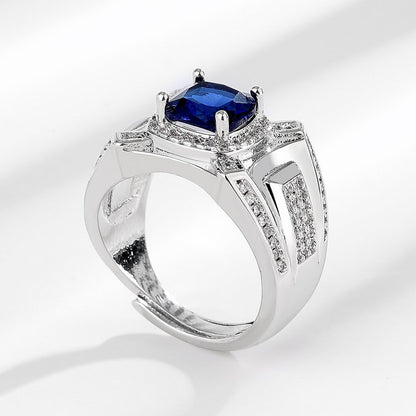 8Ct Blue Sapphire Oval Cut Men's Ring