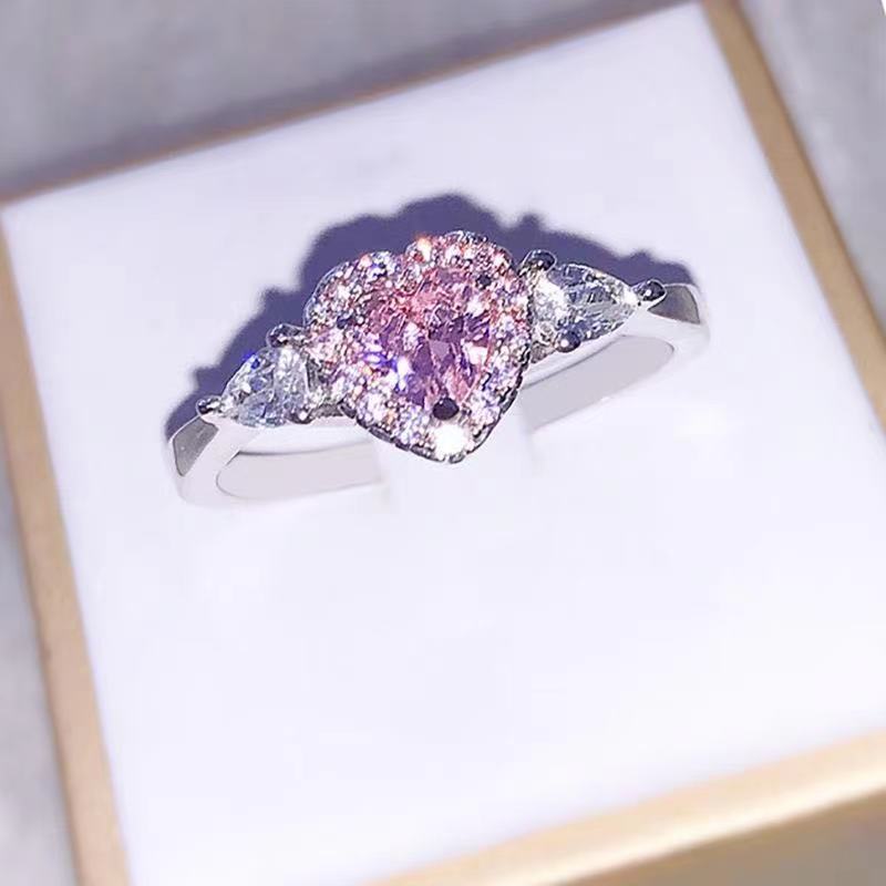 6Ct Pink Sapphire Heart Cut Engaement Ring