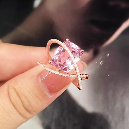 10Ct Pink Sapphire Cushion Cut Ring