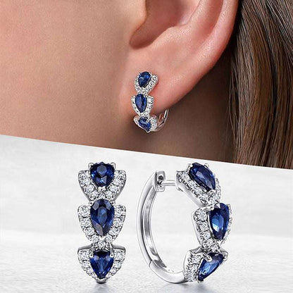 13Ct Rainbow Sapphire Pear Cut  Hoop Earrings