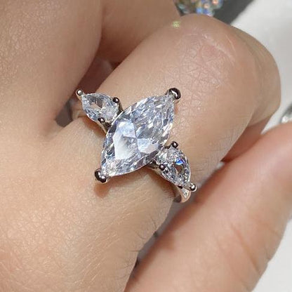 8Ct White Sapphire Marquise Cut Ring