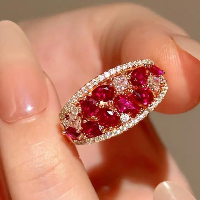 5Ct Red Sapphire Round Cut Engaement Ring