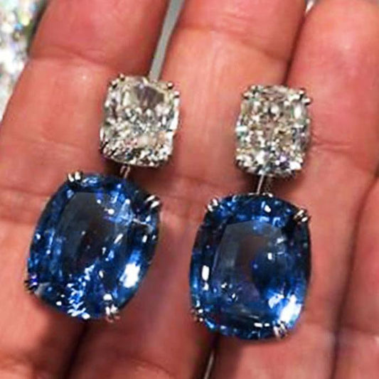 15Ct Cushion Cut Drop Earrings