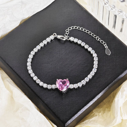 16Ct Pink Sapphire Heart Cut Bracelet