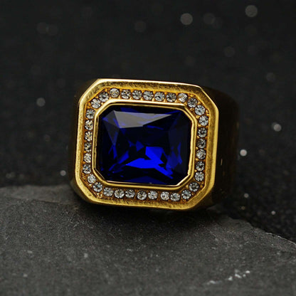 10Ct Blue Sapphire Baguette Cut Men's Ring