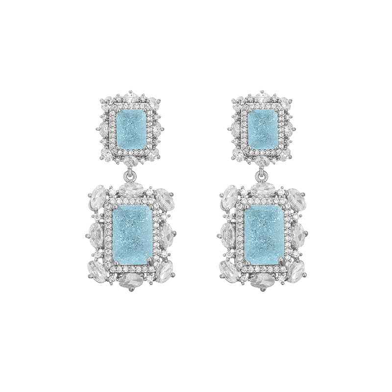 18Ct Baguette Cut Drop Earrings