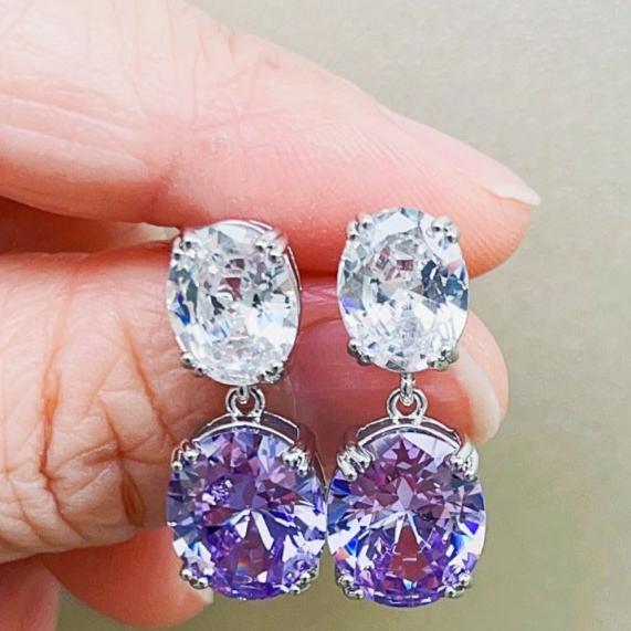 12Ct Oval Cut Drop Earrings