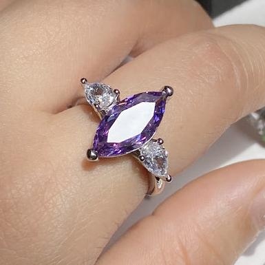 8Ct Purple Sapphire Marquise Cut Ring