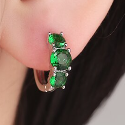 6Ct Green Sapphire Round Cut Hoop Earrings