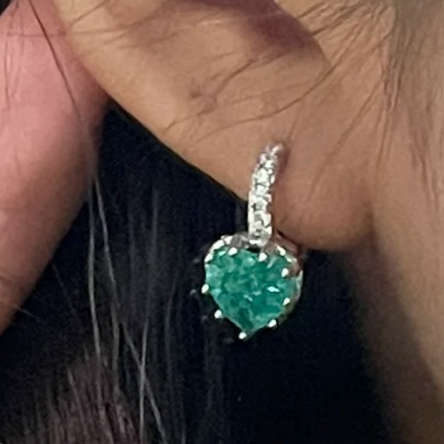 6Ct Green Sapphire Heart Cut Drop Earrings