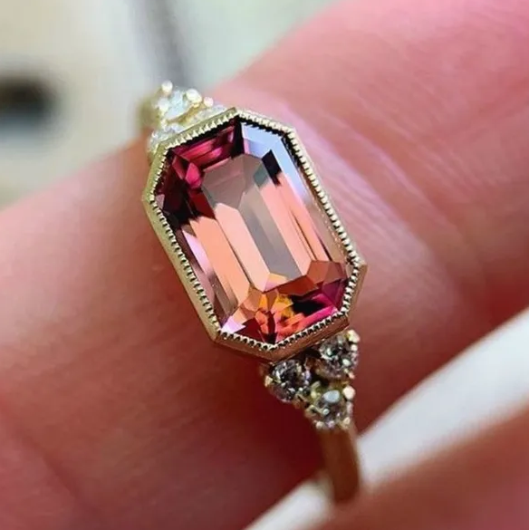 6Ct Red Sapphire Cushion  Cut Ring