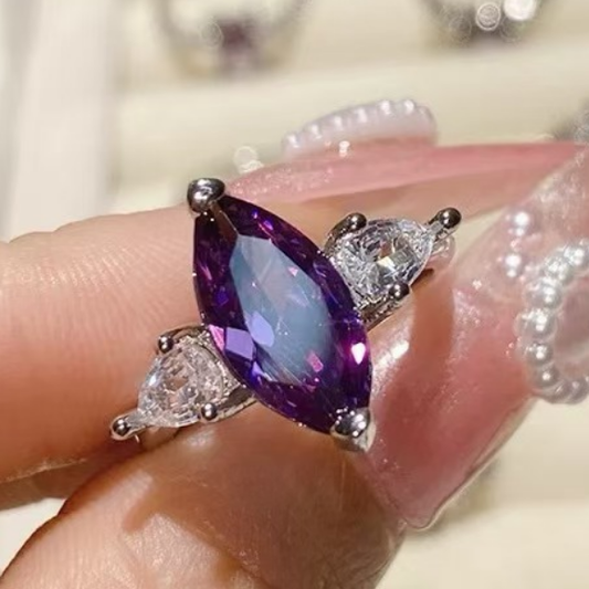 8Ct Purple Sapphire Marquise Cut Ring