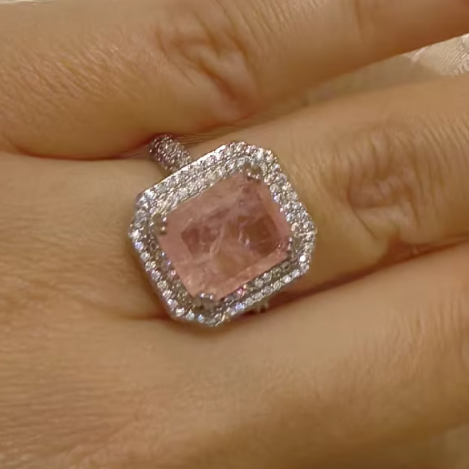 10Ct Pink Sapphire Baguette Cut  Engagement Ring