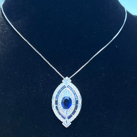 Blue Sapphire Oval Cut Jewelry Set