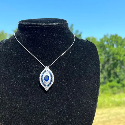 Blue Sapphire Oval Cut Jewelry Set