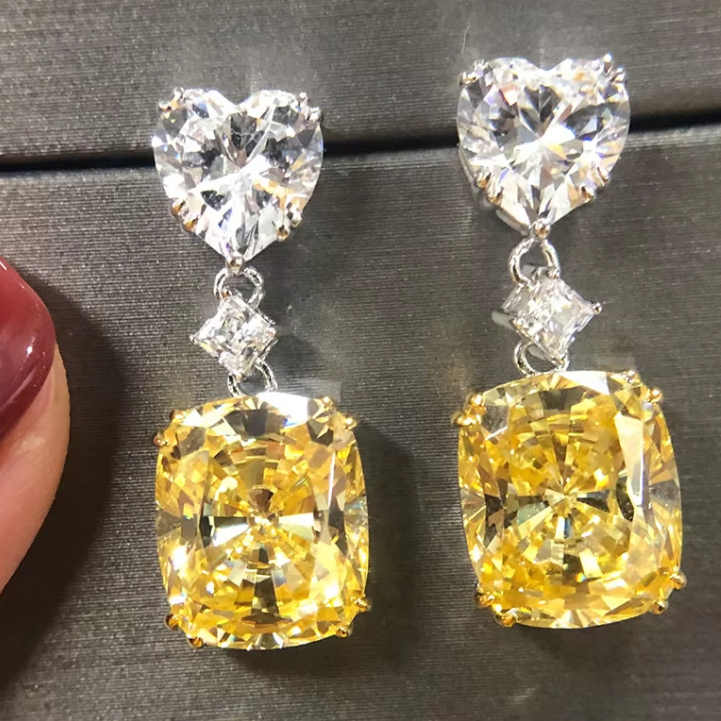 Yellow Sapphire Cushion Cut Jewelry Set