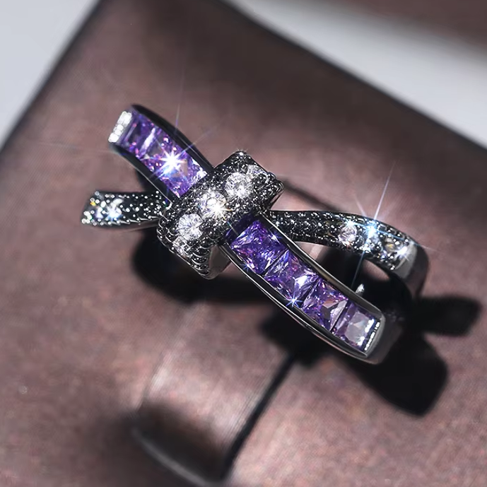 6Ct Purple Sapphire Asscher Cut Ring