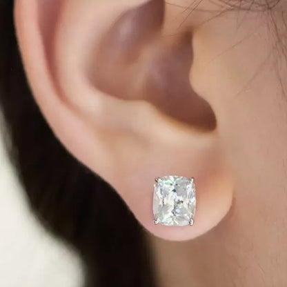 6Ct White Sapphire Cushion Cut Stud Earrings