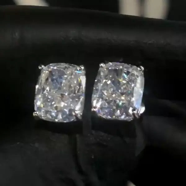 6Ct White Sapphire Cushion Cut Stud Earrings