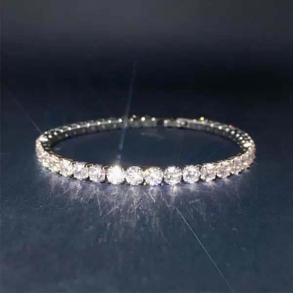 14Ct White Sapphire Round Cut Bracelet