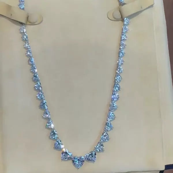 33Ct White Sapphire Heart Cut Necklace