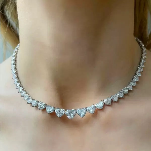 33Ct White Sapphire Heart Cut Necklace