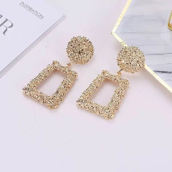 Gold Baguette Cut Drop Earrings