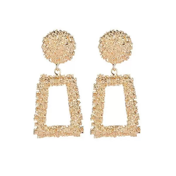 Gold Baguette Cut Drop Earrings