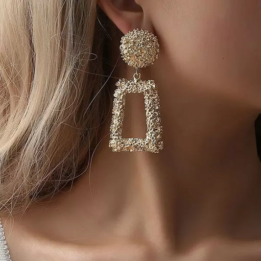 Gold Baguette Cut Drop Earrings