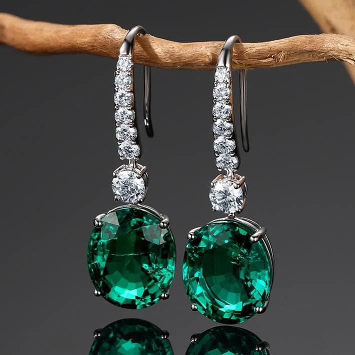 12Ct Oval Cut Drop Earrings