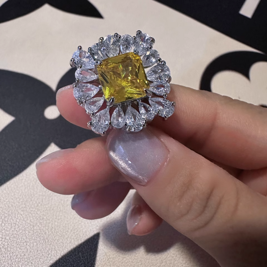 12Ct Yellow Sapphire Asscher Cut Ring