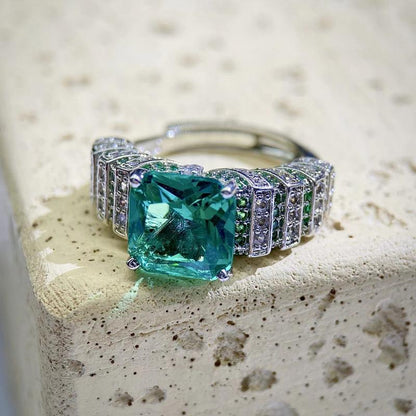 8Ct Green Sapphire Asscher Cut Engaement Ring