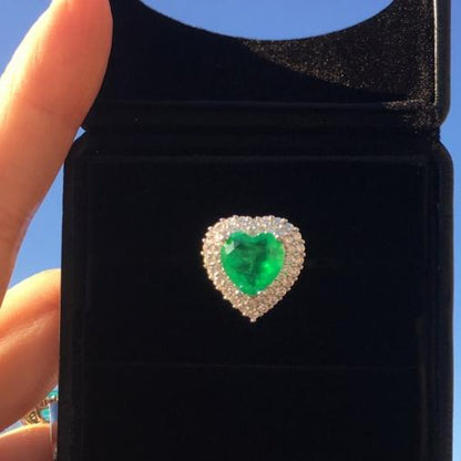 10Ct Green Sapphire Heart Cut Ring