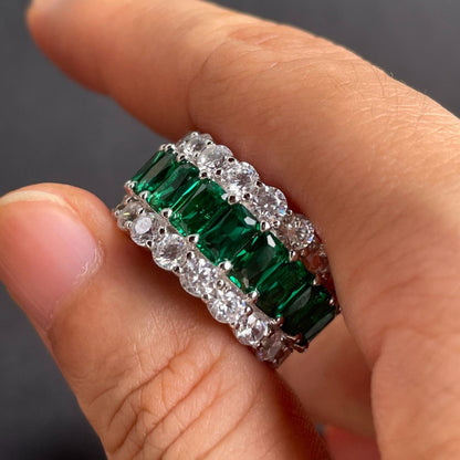 6Ct Green Sapphire Baguette Cut Engaement Ring