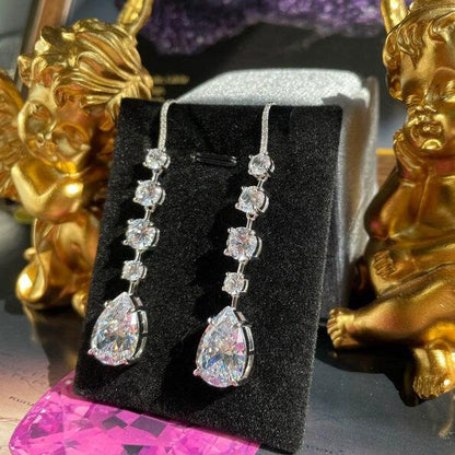 10Ct White Sapphire Pear Cut Drop Earrings