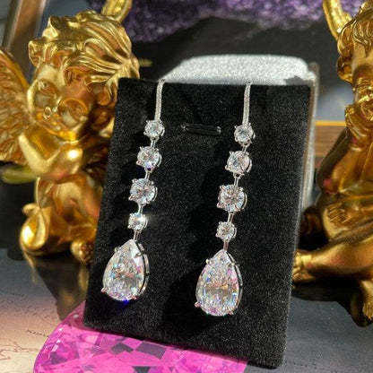 10Ct White Sapphire Pear Cut Drop Earrings