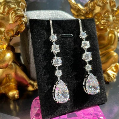 10Ct White Sapphire Pear Cut Drop Earrings