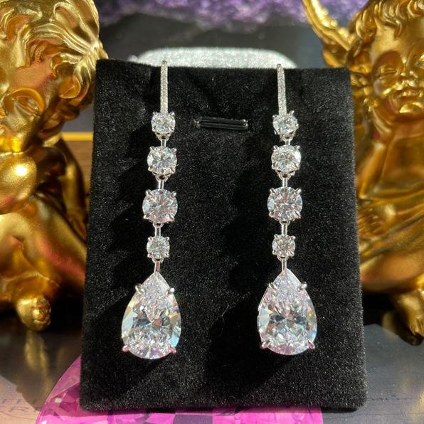 10Ct White Sapphire Pear Cut Drop Earrings