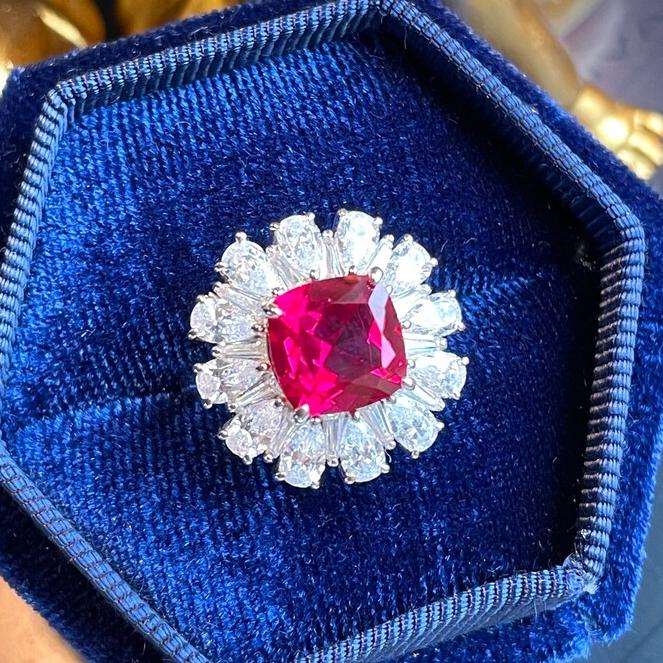 12Ct Pink Sapphire Cushion Cut Engaement Ring