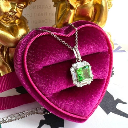 8Ct Green Sapphire Asscher Cut Necklace