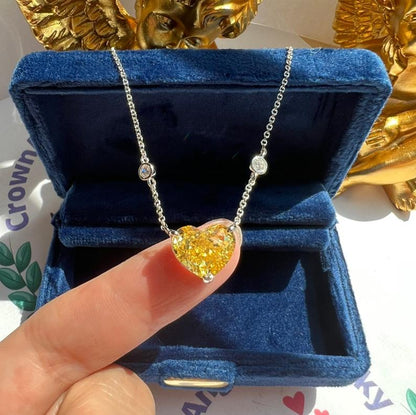 8Ct Yellow Sapphire Heart Cut Necklace