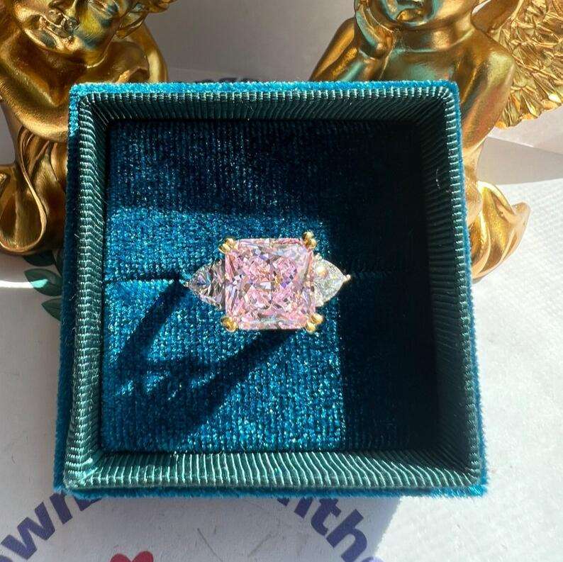 10Ct Pink Sapphire Asscher Cut Ring